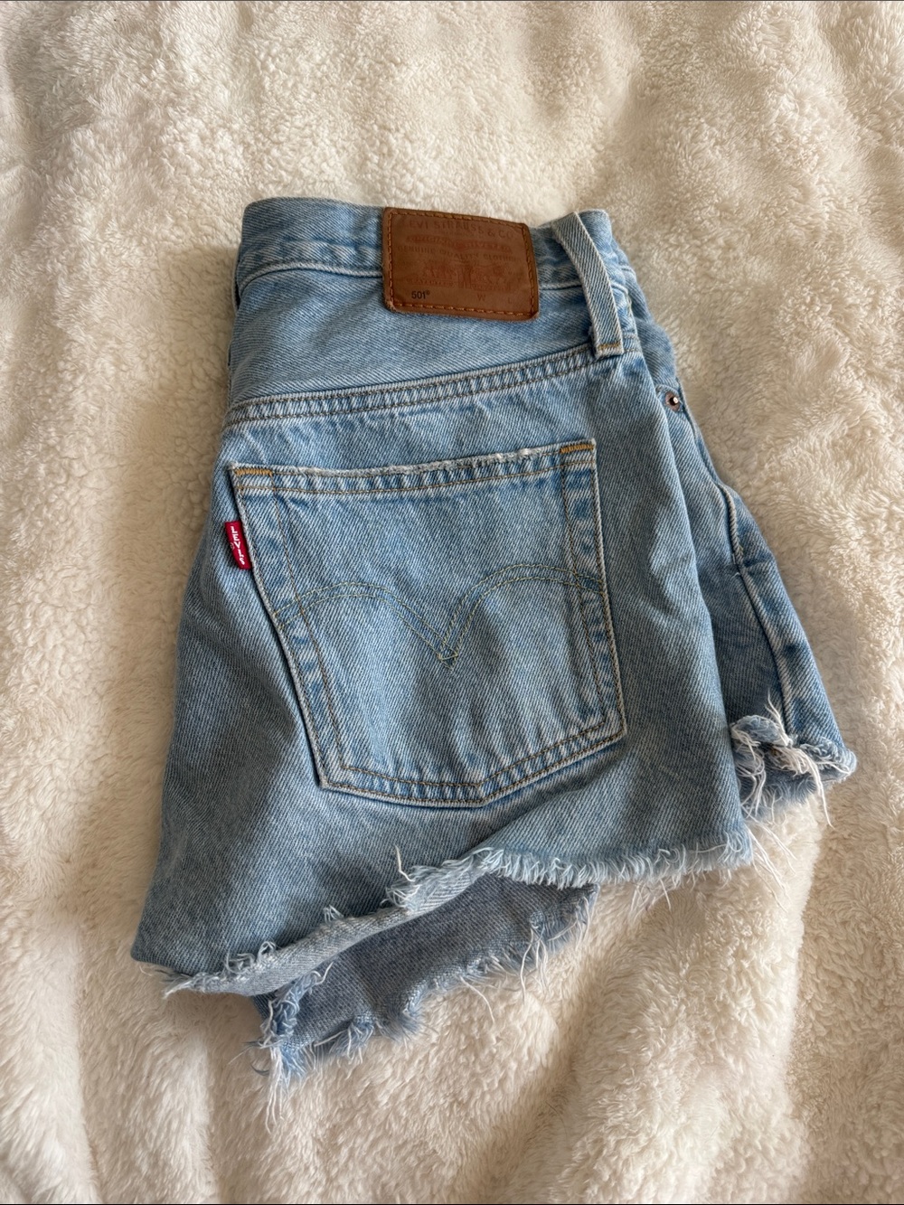 Levi's Light Blue Denim Cutoff Shorts with Raw Hem